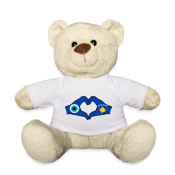 Kosovo Nazar flag hands heart shape used - Teddy Bear - white - Front