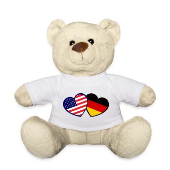 Double Nations Heart USA-Germany - Teddy Bear - white - Front