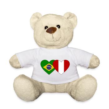 Drapeau du Brésil Pérou Mains en forme de cœur utilisé - Nounours - blanc - Devant