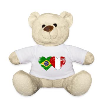 Drapeau du Brésil Pérou Mains en forme de cœur utilisé - Nounours - blanc - Devant