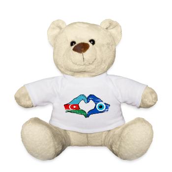 Azerbaijan Nazar Flag Hands Heart Shape Used - Teddy Bear - white - Front