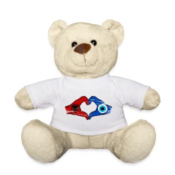 Albania Nazar Flag Hands Heart Shape Used - Teddy Bear - white - Front
