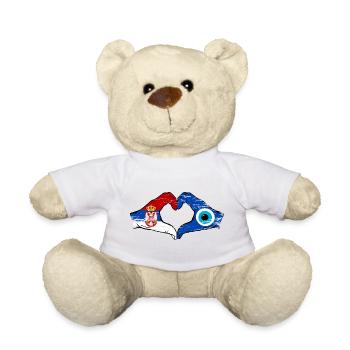 Serbia Nazar flag hands heart shape used - Teddy Bear - white - Front