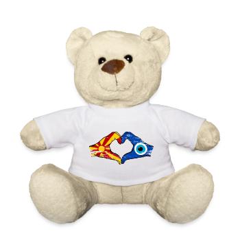 Macedonia Nazar Flag Hands Heart Shape Used - Teddy Bear - white - Front