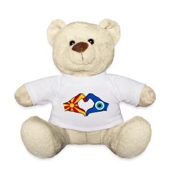 Mazedonien Nazar Flagge Hände Herzform - Teddy - Weiß - Vorne