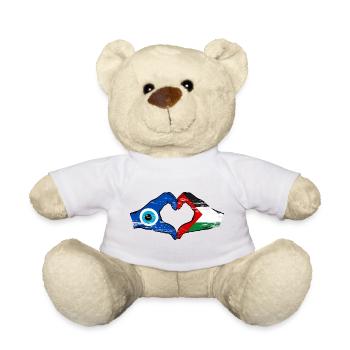 Palestine Nazar Flag Hands Heart Shape Used - Teddy Bear - white - Front