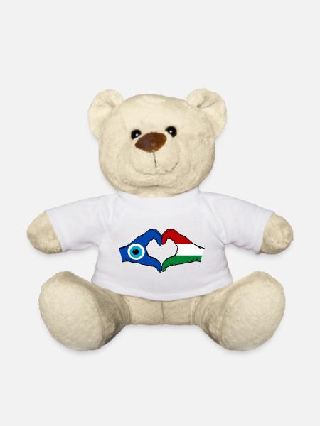 Ungarn Nazar Flagge Hände Herzform - Teddy - Weiß