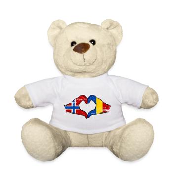 Norwegen Rumänien Flagge Hände Herzform used - Teddy - Weiß - Vorne