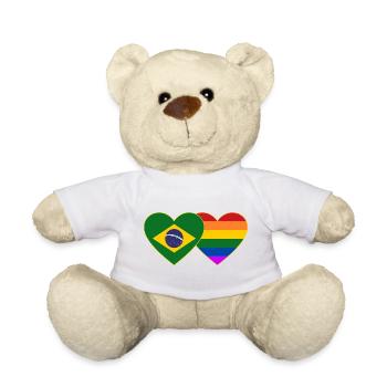 Brasilien Regenbogen Flagge Herz - Teddy - Weiß - Vorne