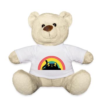 Katze Regenbogen Silhouette - Teddy - Weiß - Vorne