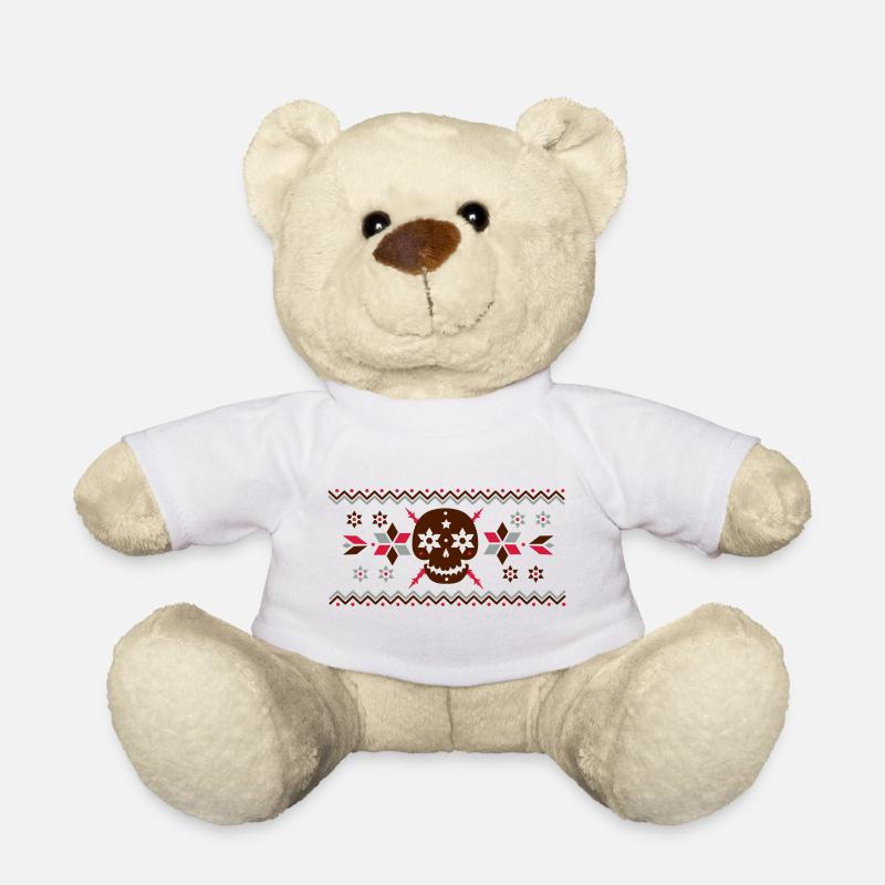Skull Muster im Norweger Stil - Teddy - Weiß