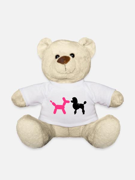 un caniche et un ballon-caniche - Nounours - blanc