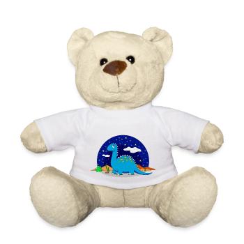 Rêve de dinosaure Brontosaurus étoiles nuit - Nounours - blanc - Devant