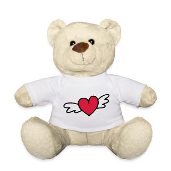 cadeau d'amour coeur volant - Nounours - blanc - Devant