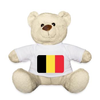BELGIUM FLAG round corner 400 dpi - Teddy Bear - white - Front