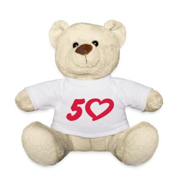 5 | 50 | Birthday | Geburtstag | Jubilee | - Teddy Bear - white - Front