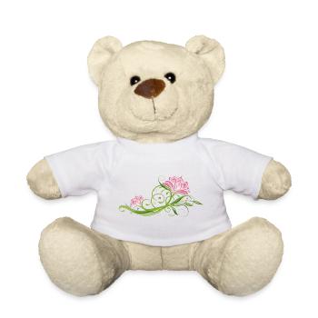 Lotus flower, flower, tendril and leaves. Lotus. - Teddy Bear - white - Front