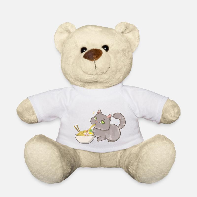 Cat steals Ramen - Teddy Bear - white
