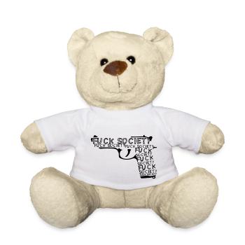 fuck society pistolet revolver flingue - Nounours - blanc - Devant