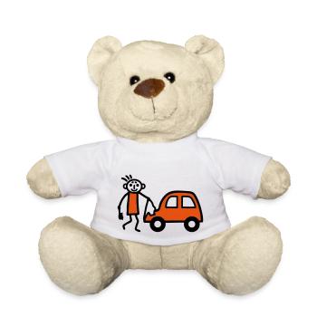 Strichmännchen Autowäsche - V2 - Teddy - Weiß - Vorne