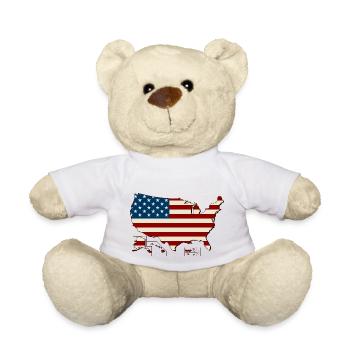 USA - Map with Flag / Map and Flag (DDP) - Teddy Bear - white - Front