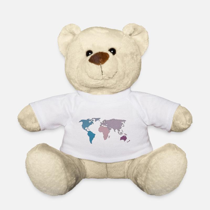 Voyage sur la carte du monde - Nounours - blanc