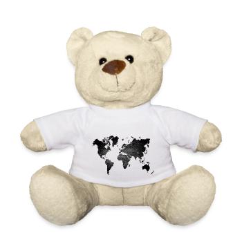 mappemonde vintage noire - Nounours - blanc - Devant