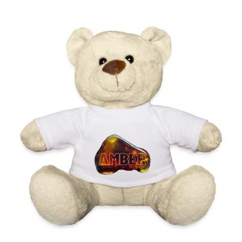Amber - amber, the gold of the Baltic Sea - Teddy Bear - white - Front