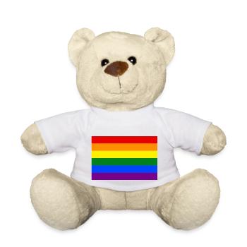 Le drapeau arc-en-ciel ou gay - drapeau de la fierté LGBT - Nounours - blanc - Devant