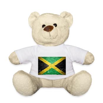 Jamaica jamaican Flag Graffiti on Brick Wall - Teddy Bear - white - Front