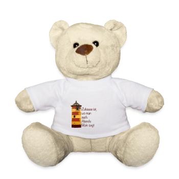 Zuhause sagt man auch Abends moin - Teddy - Weiß - Vorne