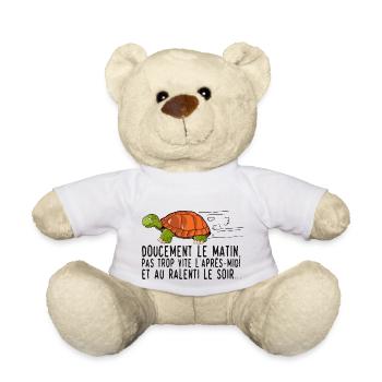 tortue dessin doucement matin vite ralenti citatio - Nounours - blanc - Devant