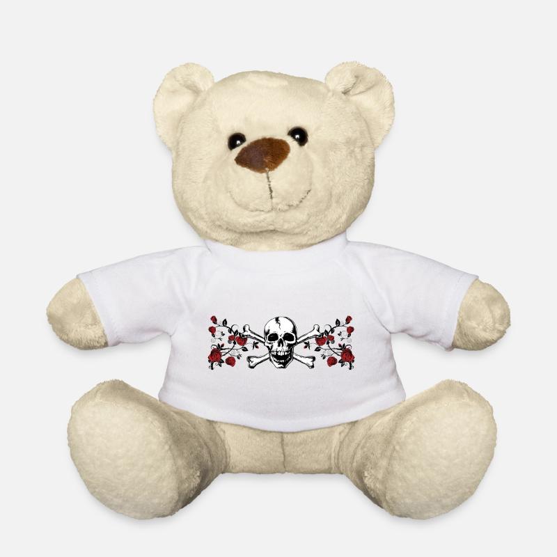 Skull Rose Ornament Skull Rose - Teddy Bear - white