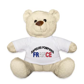 sapeur pompier France Bleu, Blanc, Rouge Drapeau - Nounours - blanc - Devant