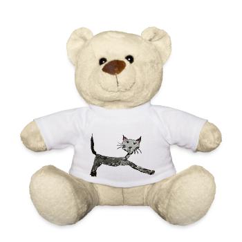 Drôle de chat, dessin pour enfants, bande dessinée - Nounours - blanc - Devant