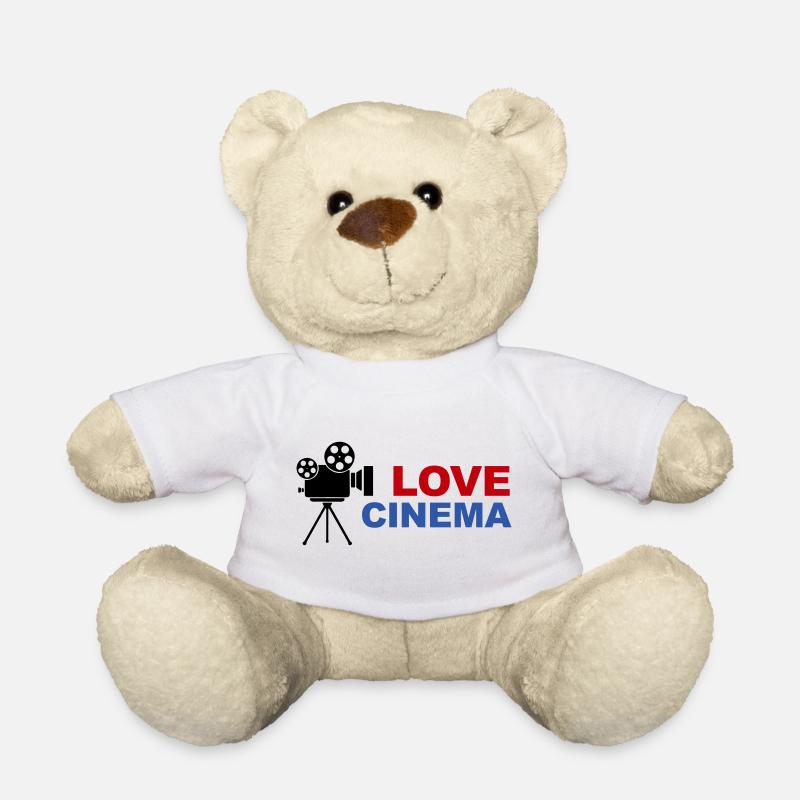 Love Cinema Bold Red Blue Typography - Teddy Bear - white