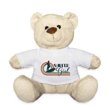 Retro Surfer Girl Surfboarder Surf Surfboarding - Nounours - blanc - Devant