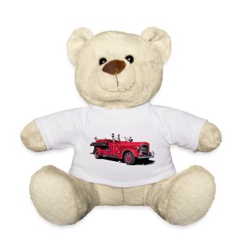 Fire engine vintage car - Teddy Bear - white - Front
