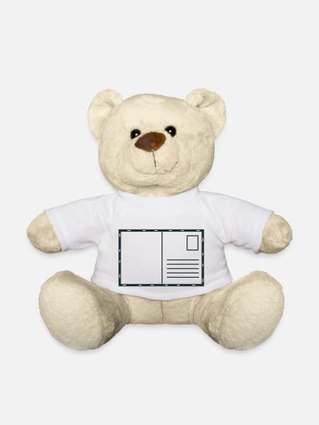 Blanko-Postkarte mit Briefmarke und Luftpost - Teddy - Weiß