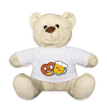 Fête de la bière Octoberfest. Tasse à bière et Brezel. - Nounours - blanc - Devant