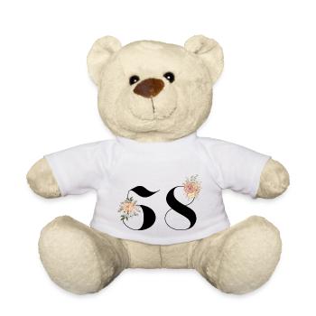 58e anniversaire fleuris (Cadeau de 58 ans) - Nounours - blanc - Devant