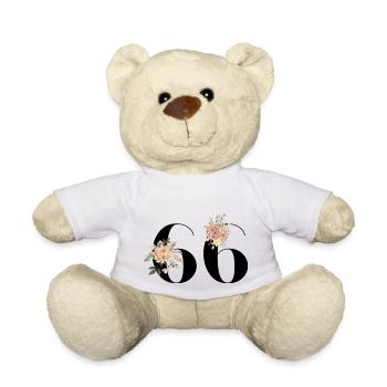 66th anniversary in bloom (Gift of 66 years) - Teddy Bear - white - Front