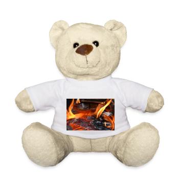 Close up of Fire and flames - Teddy Bear - white - Front