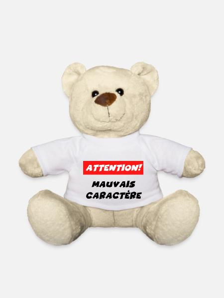 attention mauvais caractère - Nounours - blanc