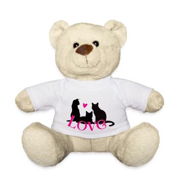 Love Cats with heart - pour les amoureux des chats - Nounours - blanc - Devant