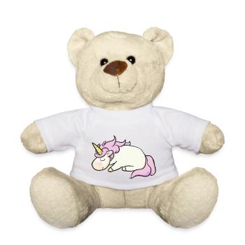 Sleeping Unicorn Lazy Lazing Gift Idea - Teddy Bear - white - Front
