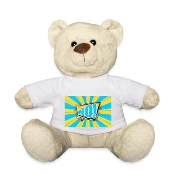 No! Comic Style Bubble Graffiti Lettering - Teddy Bear - white - Front