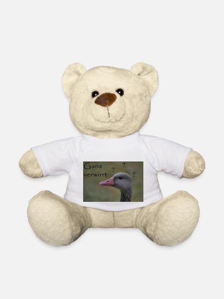 Gans verwirrt - witziger Spruch - Teddy - Weiß