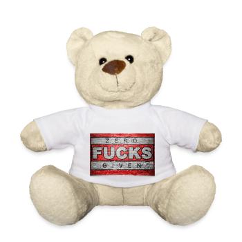 Zero Fucks Given Ziegelsteinmauer Graffiti - Teddy - Weiß - Vorne