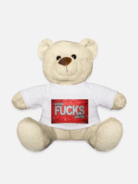 Zero Fucks Given Ziegelsteinmauer Graffiti - Teddy - Weiß